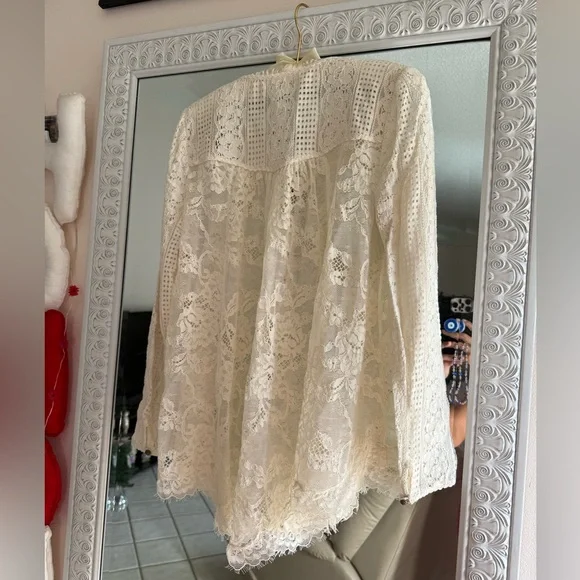 Anthropologie Ivory Lace Top - Picture 2 of 5